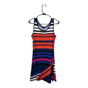 MSK Womens Multicolor Striped Sleeveless Round Neck Pullover Tank Dress Sz Large